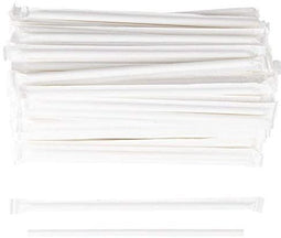 Wrapped White Paper Straws - 250-Pack Disposable Biodegradable Drinking Straws, Individually Packaged, Plain Solid White, Birthday, Wedding, Christmas Party, Restaurant Supplies, 7.75 inches