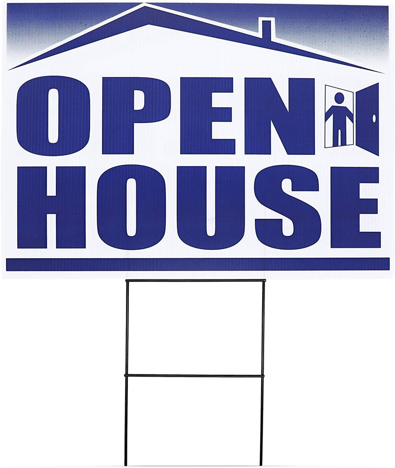 Juvale 6-Pack Open House Signs for Real Estate Agents with Stakes 12 x 17 Inches