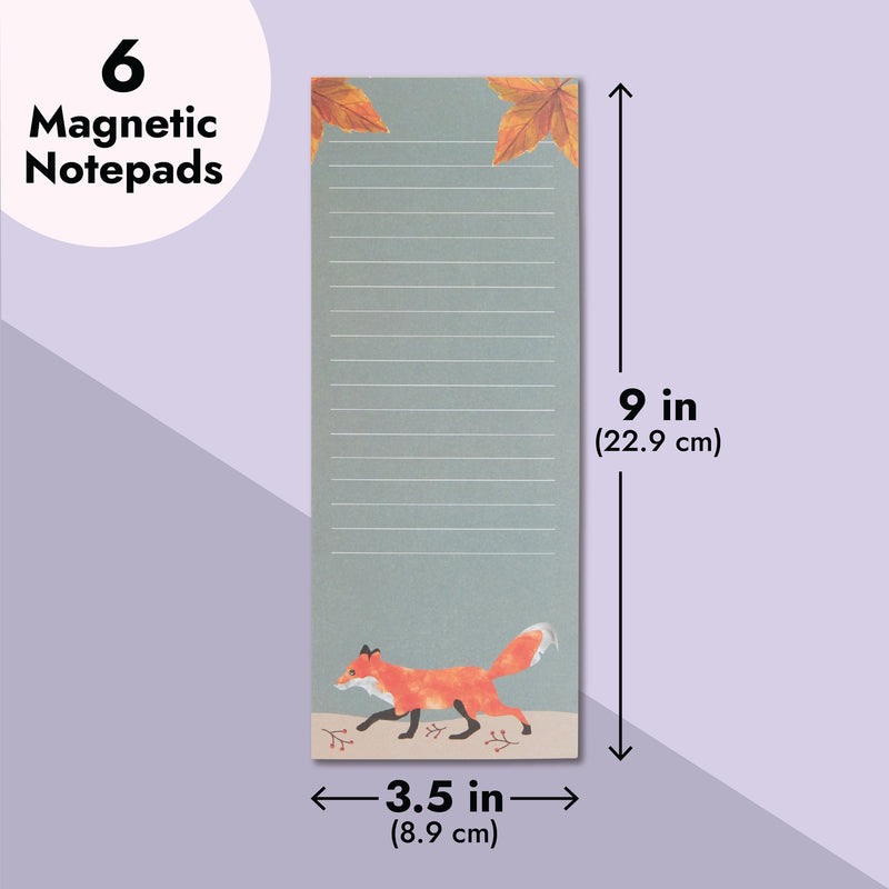 6 Pack Magnetic Notepads for Refrigerator, Grocery Shopping List, To-Do Memos, 6 Animal Designs (6 Colors, 3.5 x 9 In)