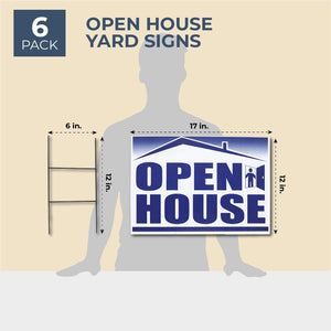Juvale 6-Pack Open House Signs for Real Estate Agents with Stakes 12 x 17 Inches