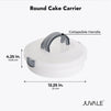 Round Dessert Carrier with Lid and Handle, 12 Inch Container for Cheesecake, Pie, Cupcakes (White, 12x4in)