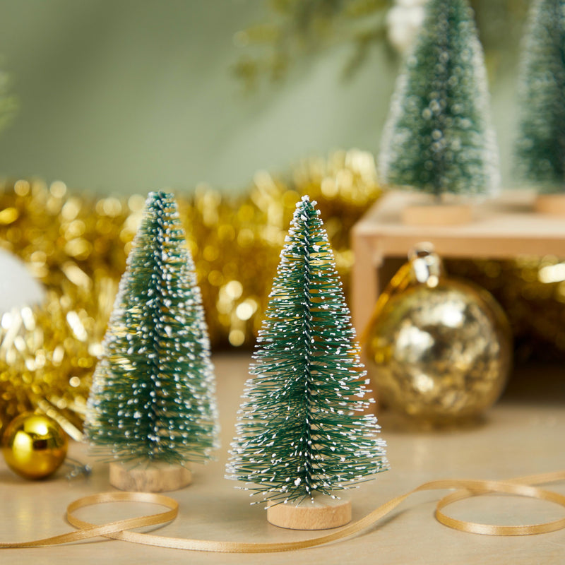 12 Pack Mini Christmas Trees for Tabletop, Xmas Holiday Home Indoor Decorations, 4.25 x 2 inches