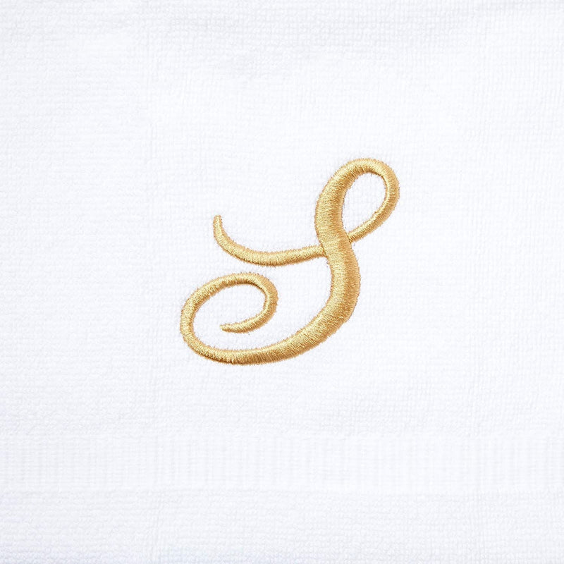 Monogrammed Fingertip Towels, Letter S Embroidered Gift (11 x 18 in, Set of 4)