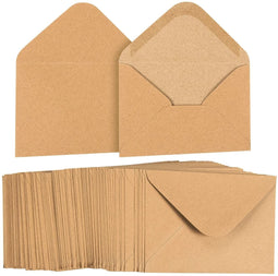 A6 Envelopes Bulk - 100-Count A6 Invitation Envelopes, Kraft Paper Envelopes for 4 x 6 Inch Wedding, Baby Shower, Party Invitations, V-Flap Photo Envelopes, Brown, 4 3/4 x 6 1/2 Inches