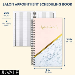 Juvale Salon Appointment Book, Undated Hourly Planner (Marble & Foil, 13.5x8.55)