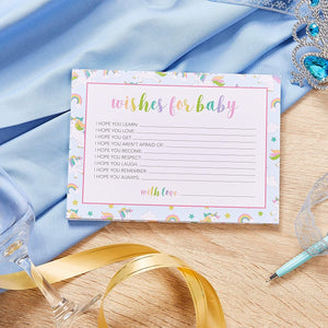 Baby Shower Game Card Packs - 5-Set Assorted Party Activity Supplies for 50 Guests, Including Bingo, Word Scramble, and Well Wishes, Unicorn and Clouds Design, 50 Sheets, 5 x 7 Inches