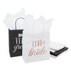 Bridal Shower Party Gift Bags with Tissue Paper, Team Bride and Groom (Set of 20)