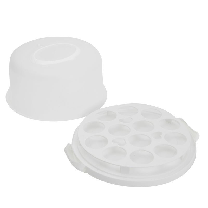 2-In-1 Round Cake Carrier with Lid for 6-8 Inch Pies, 13 Cupcakes (11 x 5.75 In)