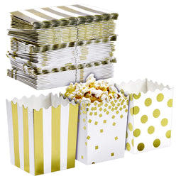 60 Pack Mini Popcorn Boxes for Party, Gold Popcorn Containers for Movie Night Decorations (3 x 4 In)