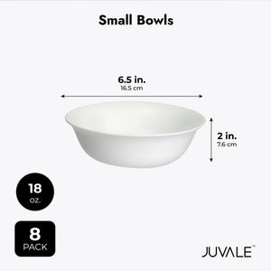 8 Pack 18 Oz White Ceramic Bowls for Kitchen, Serving Bowls for Dining Table Decor and Accessories, 6.5 x 2 in.