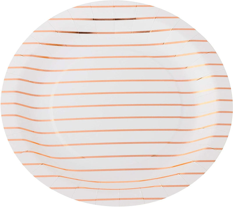 Rose Gold Stripe Design Party Bundle, Includes Plates, Napkins, and Cups (24 Guests, 72 Pieces)