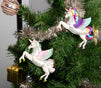 Juvale Rainbow Unicorn Ornament - 2-Pack Glass Christmas Tree Decor with String, Magical Multicolored Glitter Design, Winter Holiday Festive Hanging Decoration, 5 x 4.5 x 2 Inches