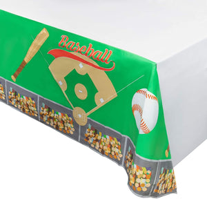 Juvale Baseball Plastic Tablecloth - 6-Pack 54 x 108-Inch Baseball Field Stadium Disposable Table Cover, Fits up to 8-Foot Long Tables, Game Day Party Decoration Supplies, 4.5 x 9 Feet