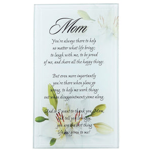 Decorative Floral Glass Plaque for Mother's Day Gifts, Mom, Multi-Color (4 x 6 x 3 in)