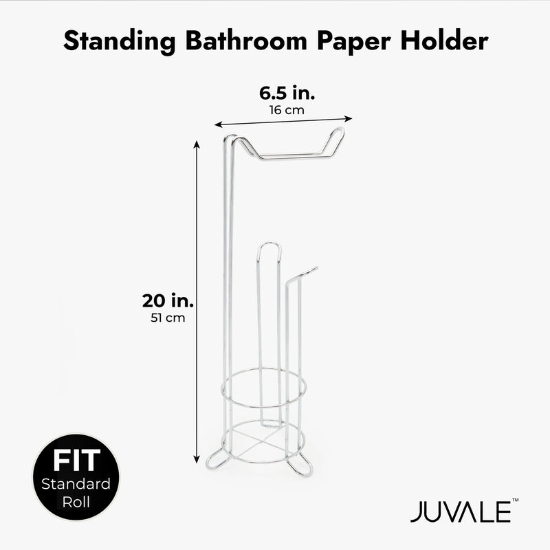 Free Standing Bathroom Paper Holder, Compact Organizer (Fits Standard Rolls)