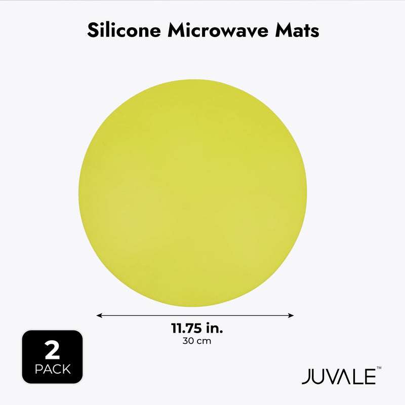 2-Pack Round Silicone Microwave Mats, Yellow 11.8-Inch Diameter Thin Protective Microwave Turntable Sheets, Hot Dish Trivets, Pot Holders, Leftover Covers, and Placemats