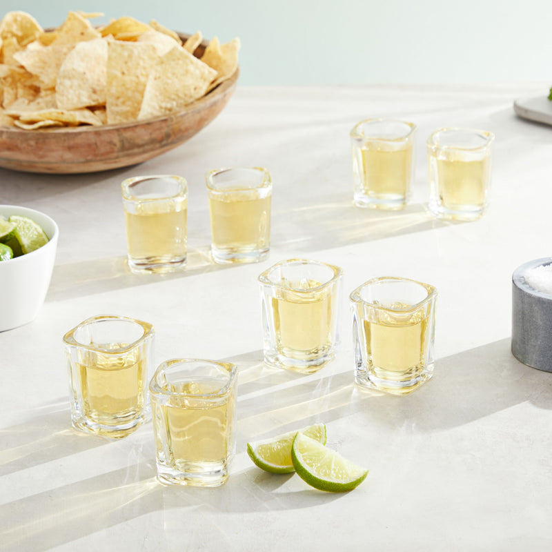 24 Pack Clear 2 Oz Square Shot Glasses for Birthday, Wedding, Bulk Set for Tequila, Whiskey, Vodka, Liqueurs