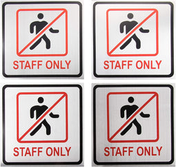 Staff Only Sign, Self-Adhesive (5.5 x 5.5 In, 4 Pack)