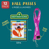 Student Classroom Hall Passes with Lanyards for Teachers, 6 Destinations (12 Pack)