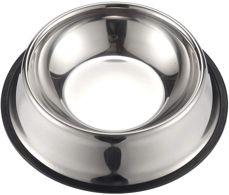 Juvale Stainless Steel Dog Bowls - Set of 2 Pet Food and Water Dish Bowls with Non-skid Base for Cats, Small, Medium and Large Sized Dogs - Silver, 10 inches Diameter