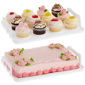 2 Tier Cupcake Carrier for 24 Cupcakes, Transport Container with Lid for Muffins (13.5 x 10.25 x 7.5 In)