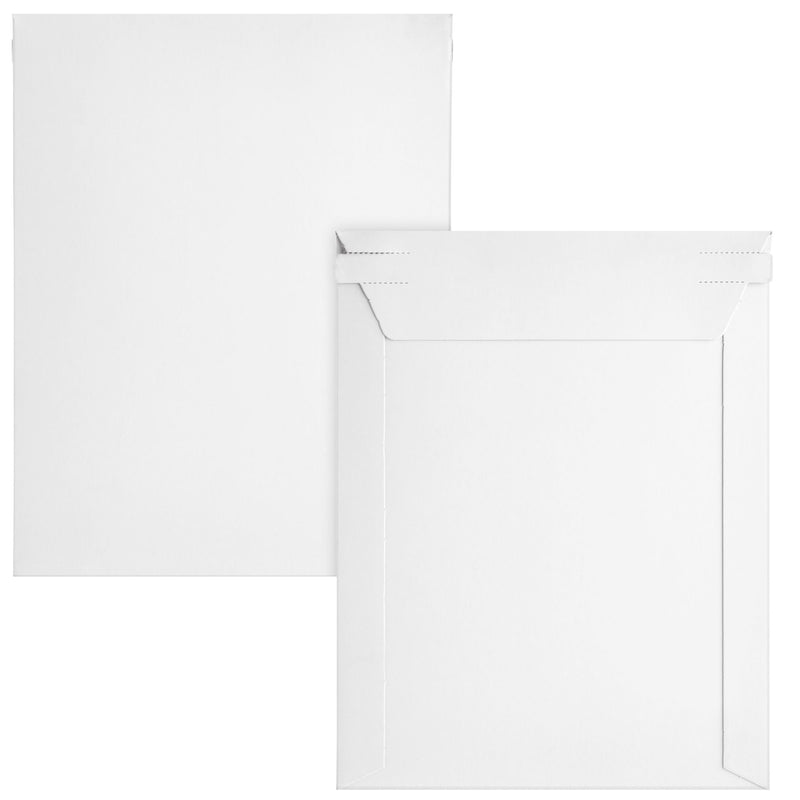 500 Pack 7x9 Rigid Mailers - 450 GSM Thick Self Adhesive Stay Flat Cardboard Envelopes for Shipping Photos, Documents, Collectible Trading Cards (White)