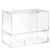 Clear Tissue Box Holder with Pull Out Drawer, Rectangle Dispenser Tissue Box Cover and Cosmetic Organizer for Bathroom (9.3 x 7 x 5 In)