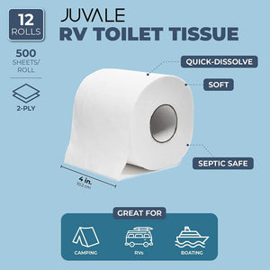 2-Py Quick Dissolve RV Toilet Paper (12 Rolls, 500 Sheets Per Roll)