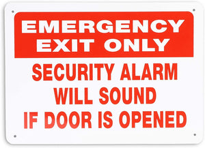 Juvale Emergency Exit Only Security Alarm Will Sound If Door Opened Sign (10 x 7 in, 2 Pack)
