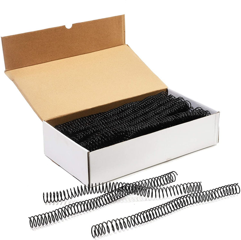 Black Spiral Binding Coils, Plastic Spines for 130 Sheets (12 in, 16mm, 4:1 Pitch, 100 Pack)