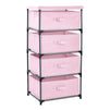 4-Tier Tall Closet Dresser with Drawers - Clothes Organizer and Small Fabric Storage for Bedroom (Pink)