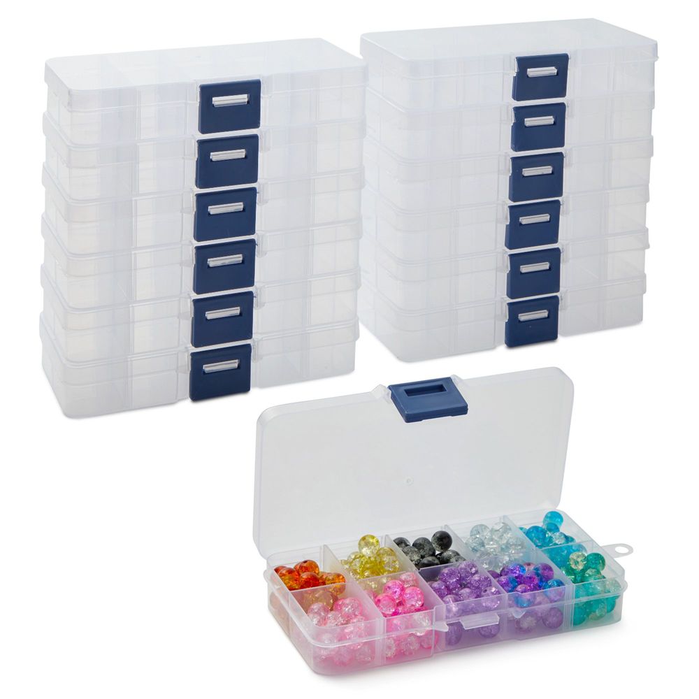 Mini Jewelry Bead Organizer & Plastic Storage Box, Stackable & Multi Colored