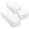 6 Piece Set Clear Plastic Drawer Organizers for Desk, Office, Acrylic Storage Containers in 3 Assorted Sizes