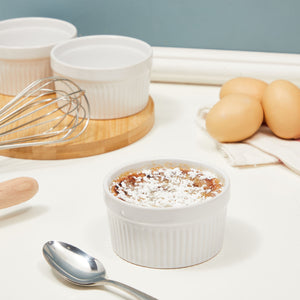 6 Pack White Ceramic Ramekins 8 oz, Oven-Safe for Baking, Creme Brulee, Souffle