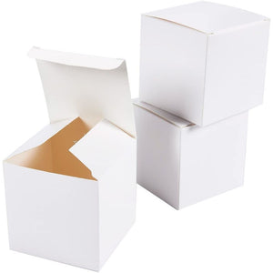 White Party Favor Boxes for Bridal Shower Gift, Holidays, Birthday (3x3x3 In, 100 Pack)