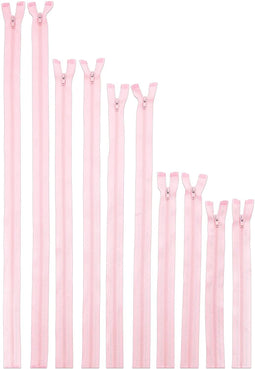 Pink #3 Nylon Coil Zippers for Sewing, (5 Sizes, 10 Pieces)