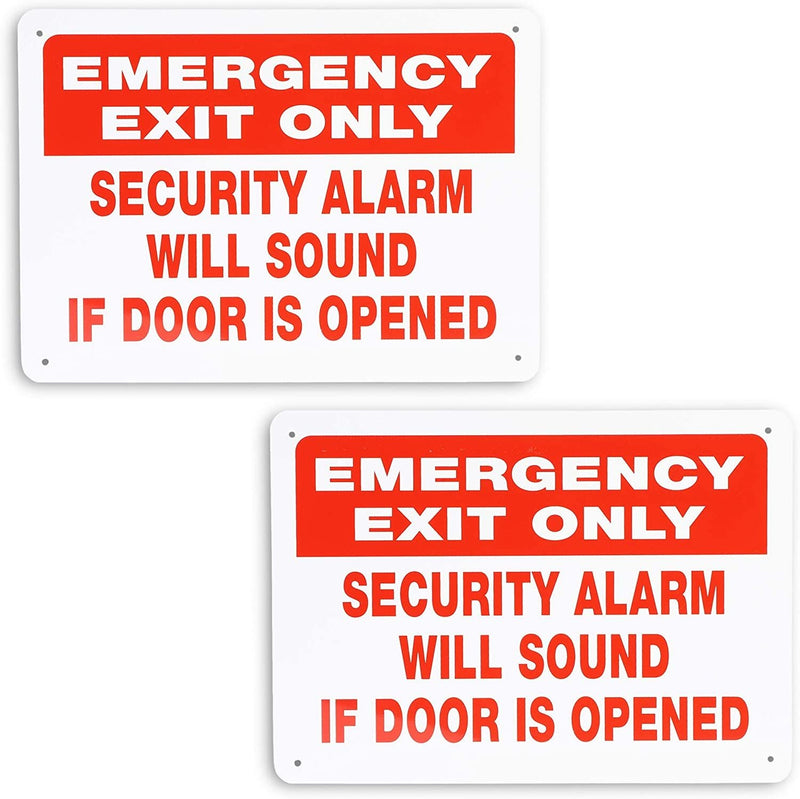 Juvale Emergency Exit Only Security Alarm Will Sound If Door Opened Sign (10 x 7 in, 2 Pack)