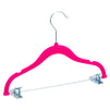 24 Pack Hot Pink Velvet Hangers with Clips for Kids, Baby Nursery, Children's Closet, Dresses, Shirts, Pants, Skirts, Ultra Thin, Nonslip, Space-Saving (12 Inches)