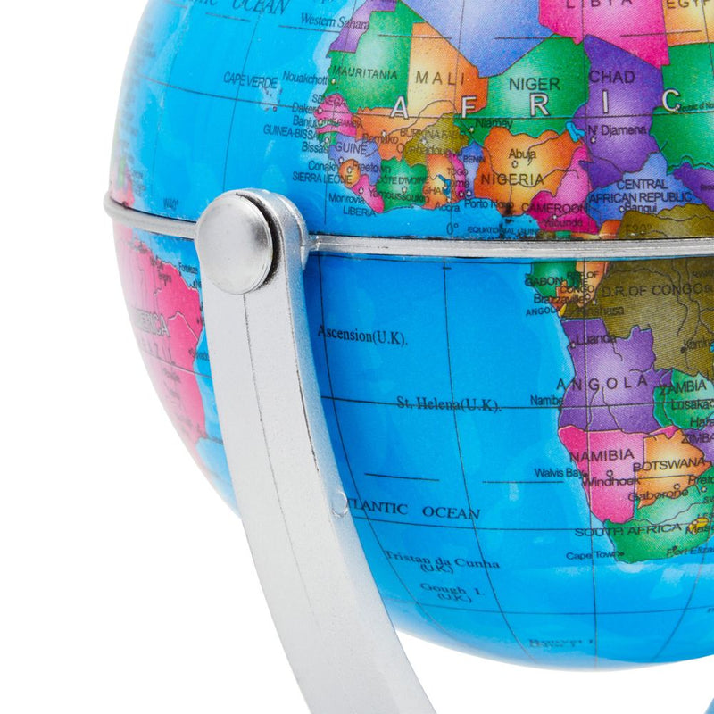 Small Spinning World Globe with Stand for Office Desktop, Classroom (4 Inches)