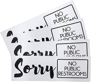 No Public Restroom Signs (4 Pack) Decal Stickers