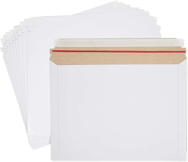 100 Pack Rigid Mailers with Self Sealing Flap, Stay Flat 9.5x12.5 Cardboard Envelopes for Shipping Documents, Magazines