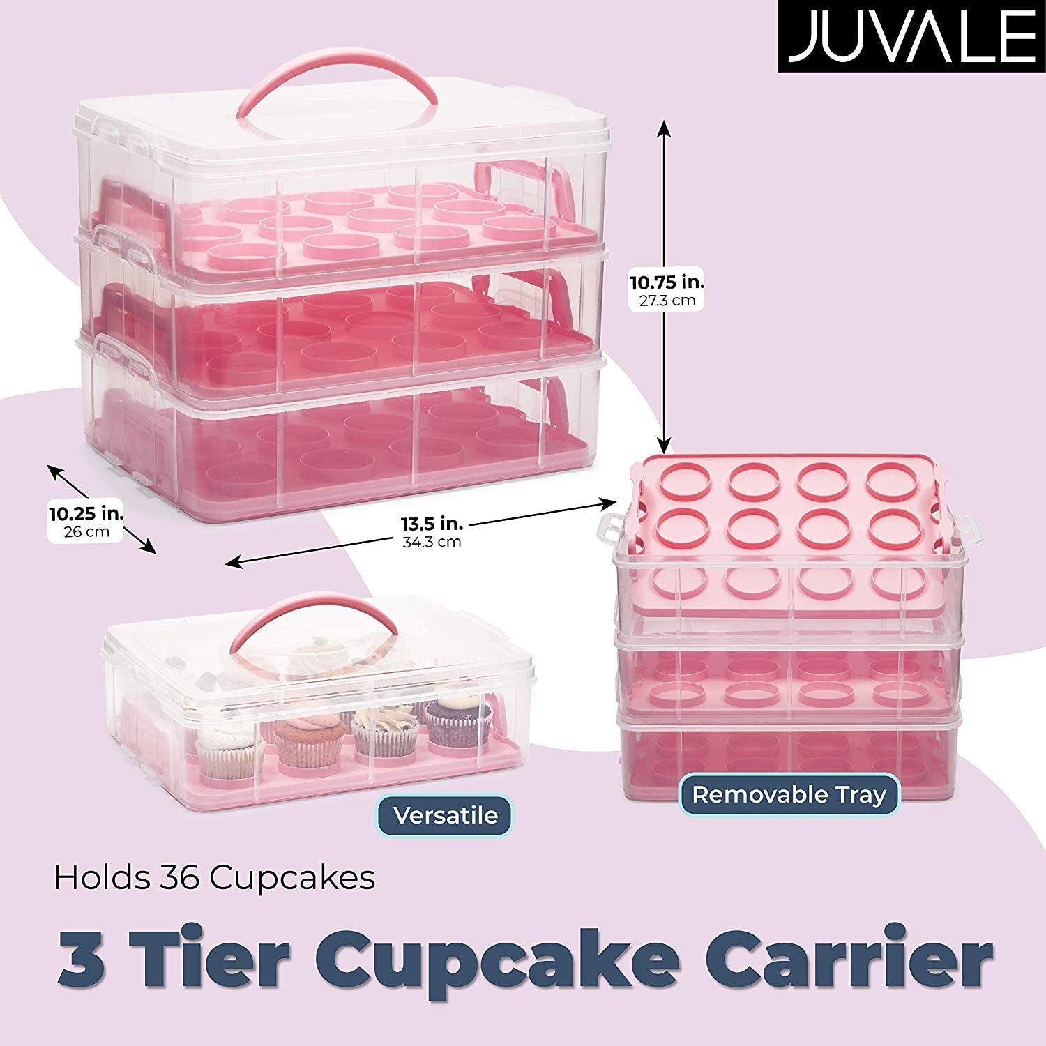 Juvale Porta pasteles redondo con tapa y asa, contenedor de postres para  tartas, cupcakes (12 x 5.9 pulgadas)