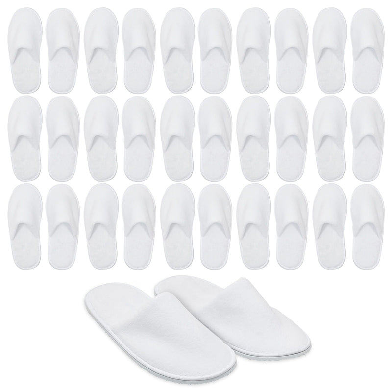 12 Pairs Disposable Non-Slip Closed Toe Slippers for Hotels and Spas, Womens US Size 12, Mens Size 11 (White)