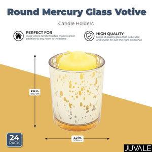 Juvale Mercury Glass Votive Candle Holders (2.2 x 2.2 x 2.6 in, Gold, 24 Pack)