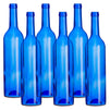 6 Pack Empty Wine Bottles for Kitchen Counter, Home Decor, Crafts, Blue Transparent Glass Bottles for Bar Accessories (750ml, 12.75 In)