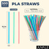 PLA Drinking Straws for Beverages, Long Flexible Straws (3 Colors, 8.3 In, 500 Pack)