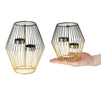 2 Piece Diamond Shaped Metal Tealight Candle Holder Centerpiece, 2-Tone Gold and Black Candle Holders (2 Sizes)