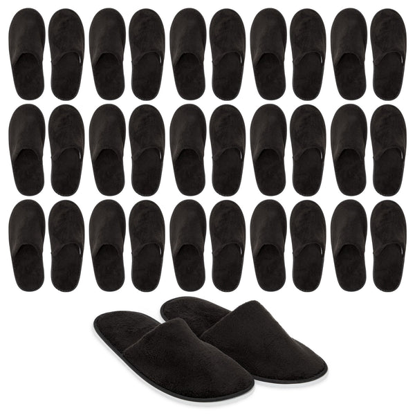 12 Pairs Disposable Slippers for Guests, Bulk Pack for Hotel, Spa, Shoeless Home, Black (US Men Size 11, Women 12)