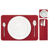 Felt Table Placemats Set of 8 for Dining Table and Kitchen Decor with Drink Coasters and Cutlery Pouches (Dark Red, 24 Pieces)