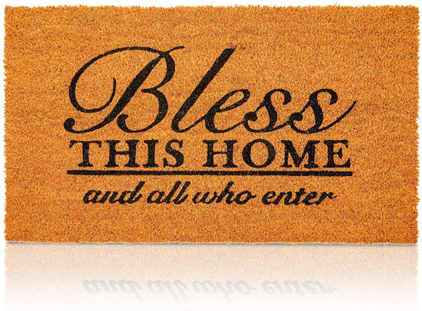 Juvale Bless This Home and All Who Enter Door Mat – Welcome Coco Coir Door Mat for Front Entrance (17x30in)